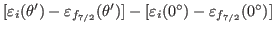 $ [\varepsilon _i(\theta ') - \varepsilon _{f_{7/2}}(\theta ')] - [\varepsilon _i(0^\circ ) - \varepsilon _{f_{7/2}}(0^\circ )]$