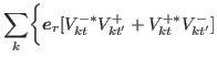 $\displaystyle \sum_{k}\biggr\{ \bbox{e}_{r}[V^{-\ast}_{kt} V^{+}_{kt'}
 +V^{+\ast}_{kt} V^{-}_{kt'}]$