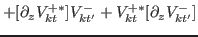 $\displaystyle -[\partial_z V^{-}_{kt'}][\partial_r V^{+\ast}_{kt}]-\frac{\Lambda^{-}}{r}[\partial_z V^{-}_{kt'}]V^{+\ast}_{kt}$