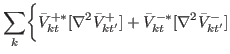 $\displaystyle \sum_{k}\biggr\{ \bar{V}^{+\ast}_{kt} [\nabla^{2} \bar{V}^{+}_{kt'} ] +
 \bar{V}^{-\ast}_{kt} [\nabla^{2} \bar{V}^{-}_{kt'}]$