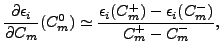 $\displaystyle \frac{\partial\epsilon_i}{\partial C_m}(C_m^0)\simeq \frac{\epsilon_i(C_m^+)-\epsilon_i(C_m^-)}{C_m^+-C_m^-},$
