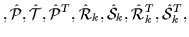 $\displaystyle , \hat{\cal{P}}, \hat{\cal{T}}, \hat{\cal{P}}^T,
\hat{\cal{R}}_{k}, \hat{\cal{S}}_{k}, \hat{\cal{R}}_{k}^T, \hat{\cal{S}}_{k}^T,$