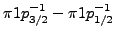 $ \pi 1p_{3/2}^{-1}-\pi 1p_{1/2}^{-1}$