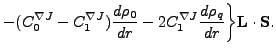 $\displaystyle -(C^{\nabla J}_0-C^{\nabla J}_1) \frac{d\rho_0}{dr}
- 2C^{\nabla J}_1 \frac{d\rho_q}{dr}\bigg\}
{\mathbf L} \cdot {\mathbf S}.$