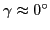 $\gamma \approx 0^\circ$