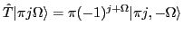 $ \hat{T}\vert\pi j\Omega\rangle = \pi (-1)^{j+\Omega} \vert\pi j,-\Omega\rangle$