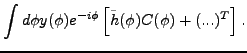 $\displaystyle \int d\phi y(\phi )e^{-i\phi }\left[
\tilde{h}(\phi )C(\phi )+(...)^{T}\right].$