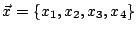 $ \vec{x}=\{x_1, x_2, x_3, x_4\}$