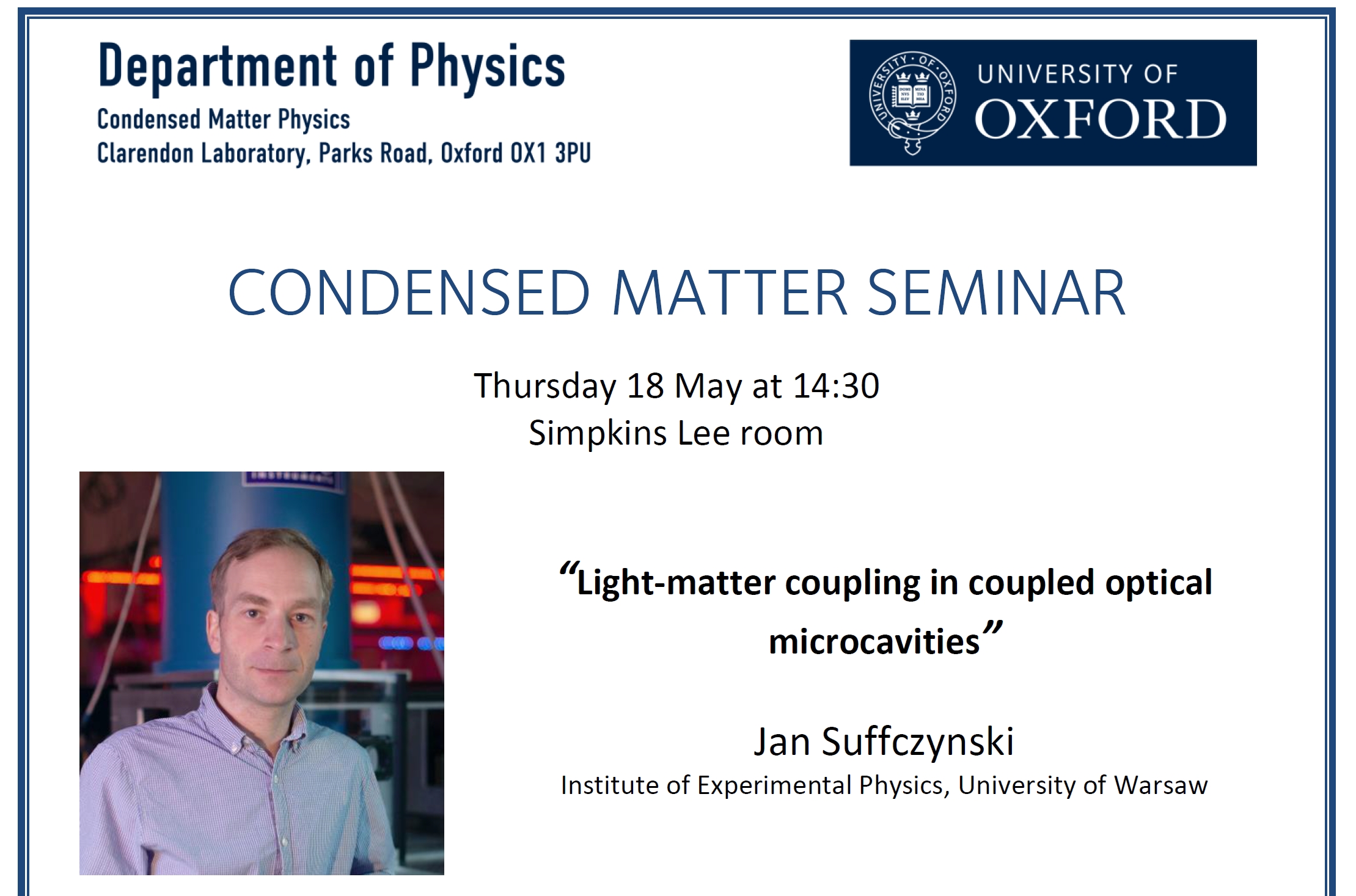 Seminar at Oxford University
